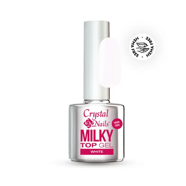Crystal Nails - HEMA FREE - MILKY TOP GEL - WHITE - 8ML Különleges ajánlat