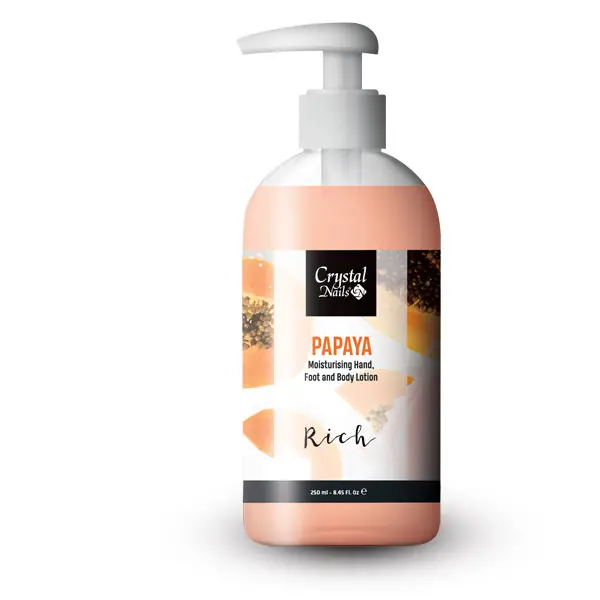 Végkiárusítás Crystal Nails - MOISTURISING HAND, FOOT AND BODY LOTION - PAPAYA LOTION - RICH - LIMITÁLT - 250ML