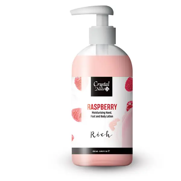 Gyors szállítás Crystal Nails - MOISTURISING HAND, FOOT AND BODY LOTION - RASPBERRY LOTION - RICH - 250ML