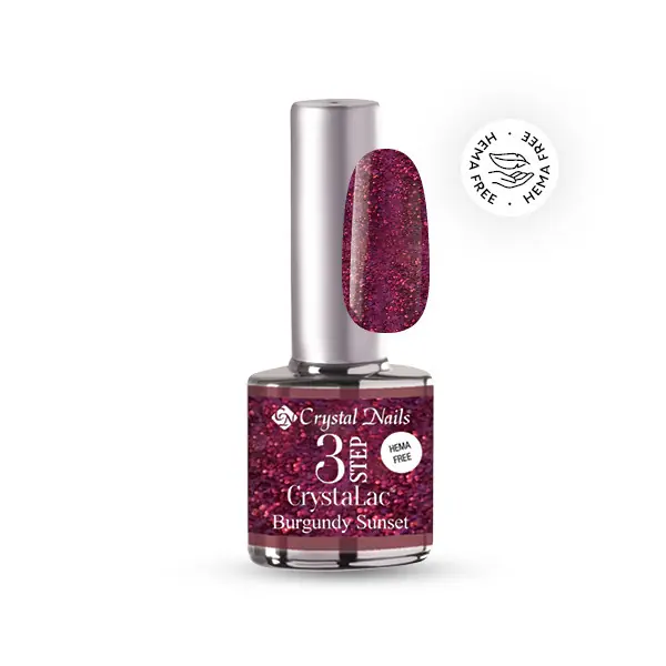 Crystal Nails - 3 STEP HEMA FREE CRYSTALAC - BURGUNDI SUNSET - 8ML - HF Utolsó esély