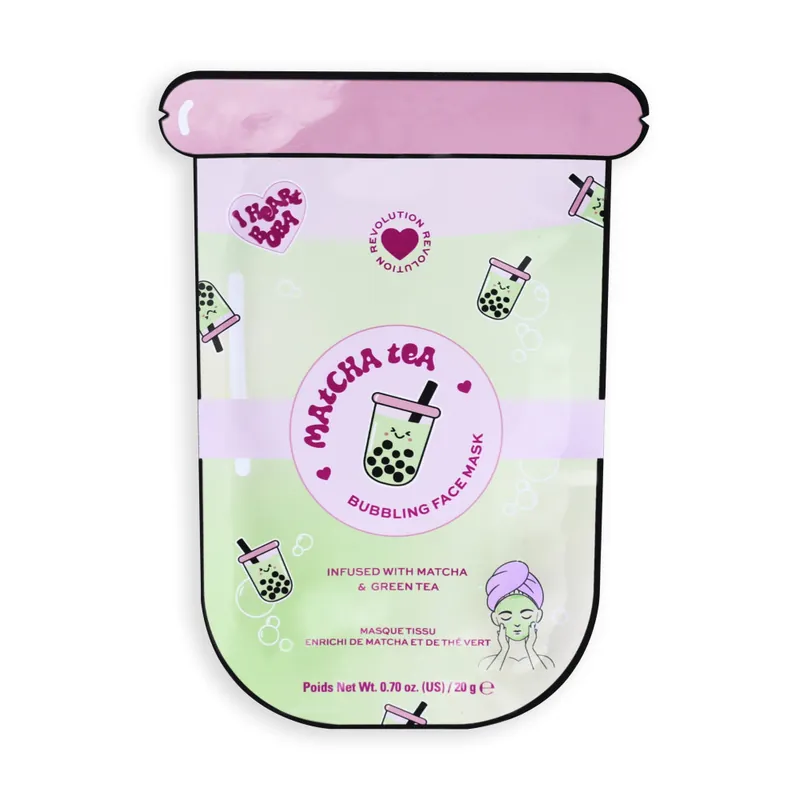 Ne maradj le I Heart Revolution arcmaszk - Bubble Tea Matcha Tea Bubble Sheet Mask - Matcha Green