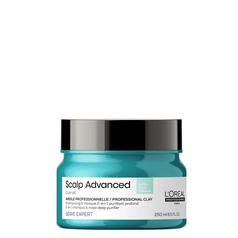 L‘Oréal Professionnel Paris Scalp Advanced Anti-Oiliness 2-In-1 Deep Purifier Clay 2 az 1-ben sampon és pakolás zsíros hajra és fejbőrre Kedvezmény