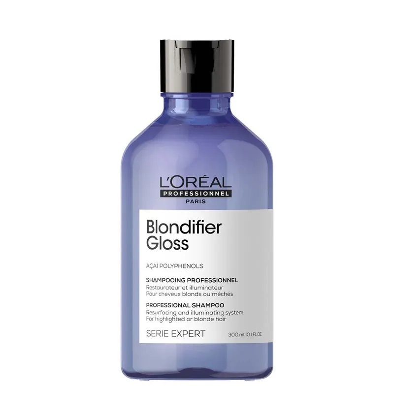 L‘Oréal Professionnel Paris Serie Expert Blondifier Gloss Shampoo megszépítő és regeneráló sampon szőkített, melírozott, hideg szőke hajra Népszerű