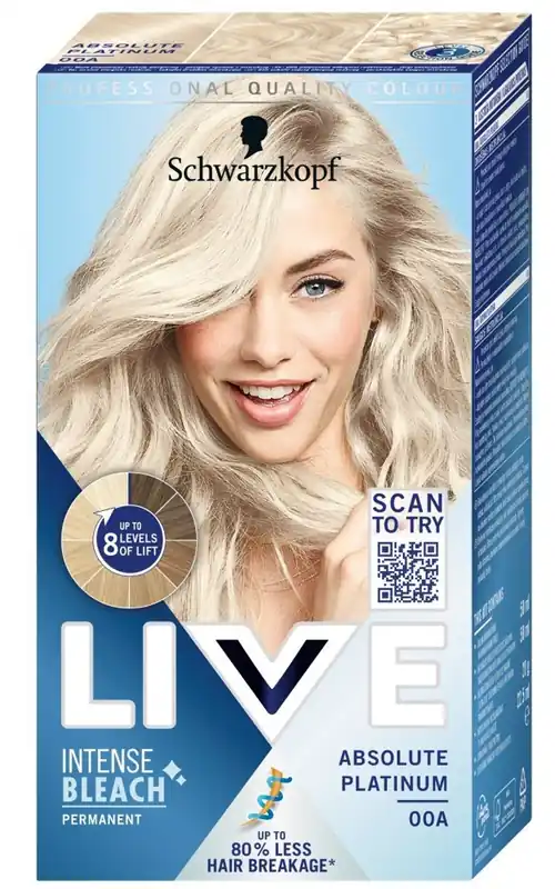 Legkelendőbb Schwarzkopf fehérítő - Live intense Bleach - 00A Absolute Platinum