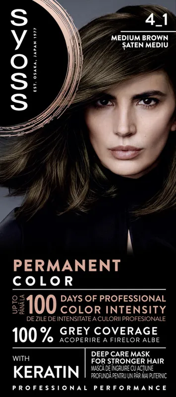 Syoss -állandó színezés-Permanent Coloration - 4_1 Medium Brown Biztonságos fizetés