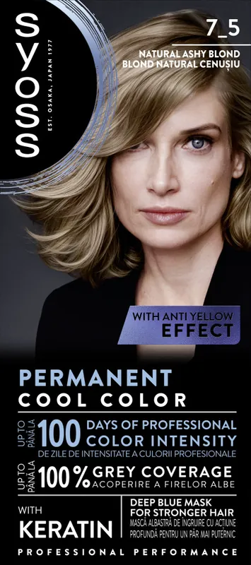 Syoss - állandó színezés - Permanent Coloration - 7_5 Natural Ashy Blond Olcsóbb