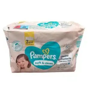 Olcsó Pampers Soft Clean nedves törlőkendő 3x60 db,...