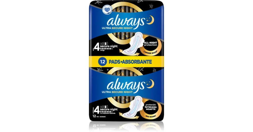 AlwaysUltra Secure Night egészségügyi betétek Kiárusítás