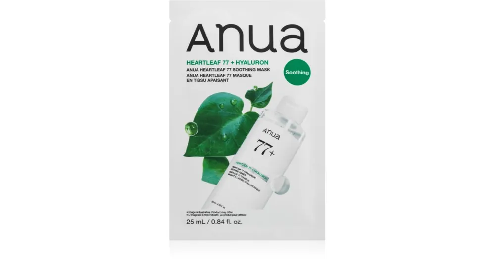 AnuaHeartleaf 77 Soothing Mask nyugtató hatású gézmaszk hidratáló hatással Biztonságos fizetés