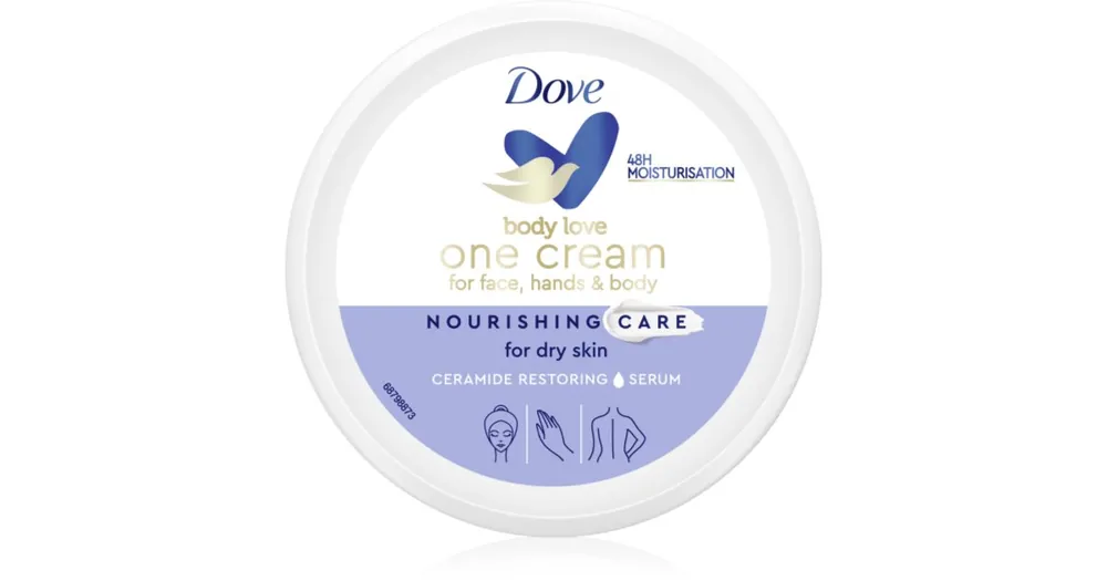 Népszerű DoveBody Love Rich Nourishing Cream tápláló krém arcra, kézre és testre