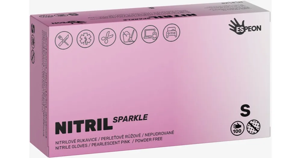 Azonnali szállítás EspeonNitril Sparkle Pearlescent Pink egészségügyi segédeszköz púdermentes nitrilkesztyű