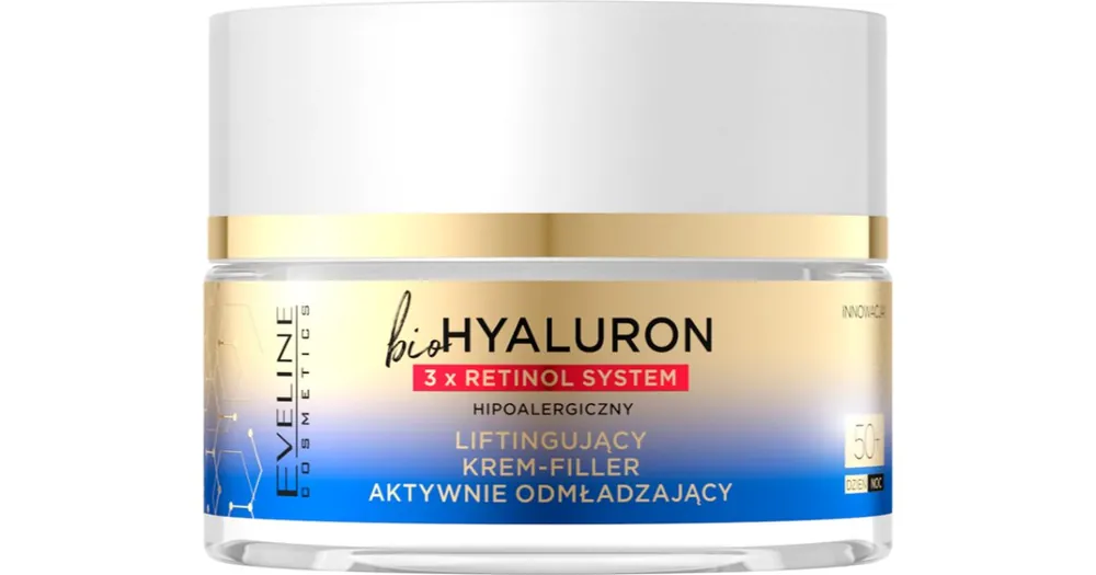 Eveline CosmeticsBio Hyaluron 3x Retinol System nappali és éjszakai liftinges krém 50+ Expressz szállítás