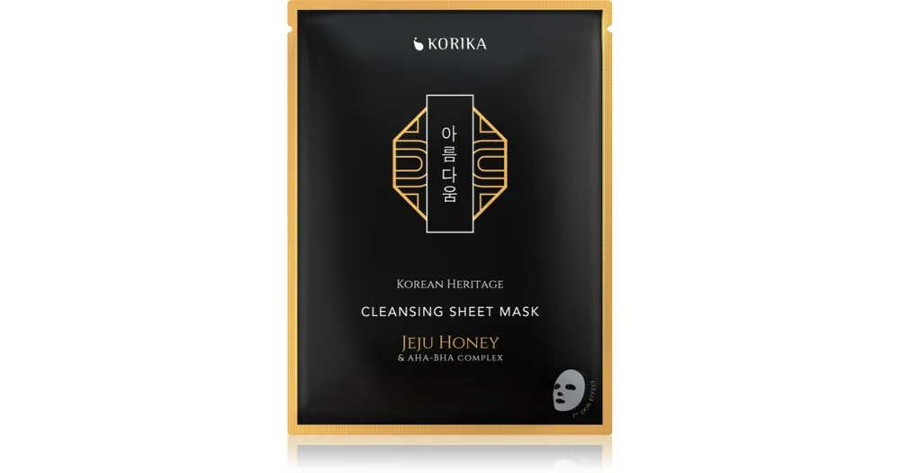 Kedvezményes ár KORIKAKorean Heritage Jeju Honey & AHA-BHA Complex Cleansing Sheet Mask szövet arcmaszk tisztító hatással