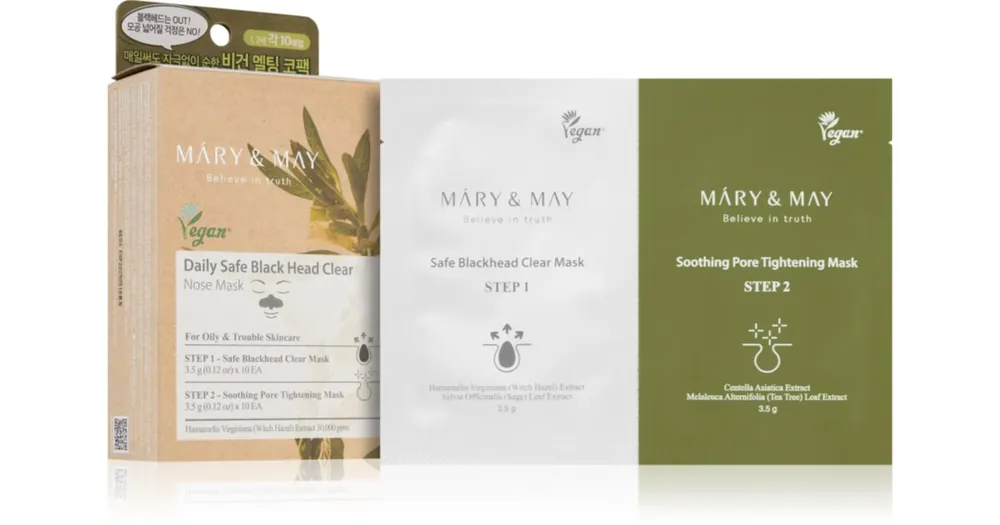 Akció Mary&MayDaily Safe Black Head Clear Nose Mask tisztító tapasz az orr eltömődött pórusaira kétfázisú bőrápoláshoz