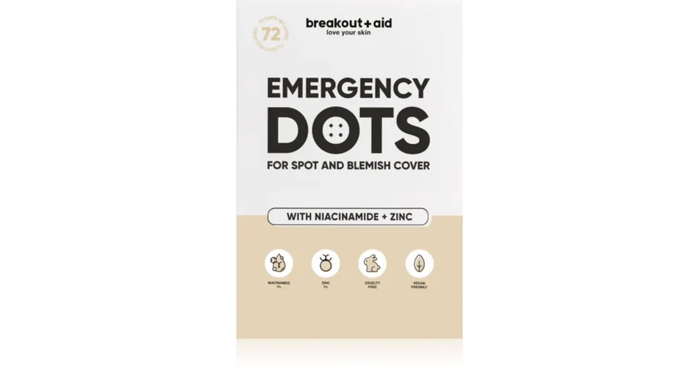 Legkelendőbb breakout + aidEmergency Dots For Spots and Blemishes helyi ápolás pattanásos bőrre niacinamiddal és cinkkel