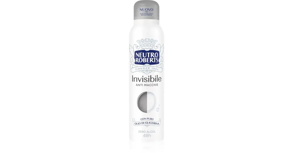 Gyors kiszállítás Neutro RobertsInvisible Anti Macchie frissítő spray dezodor 48 órás hatás