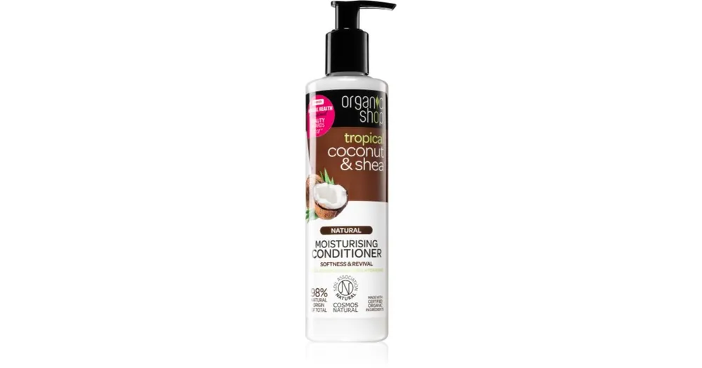 Azonnali szállítás Organic ShopNatural Coconut & Shea hidratáló kondicionáló száraz és sérült hajra