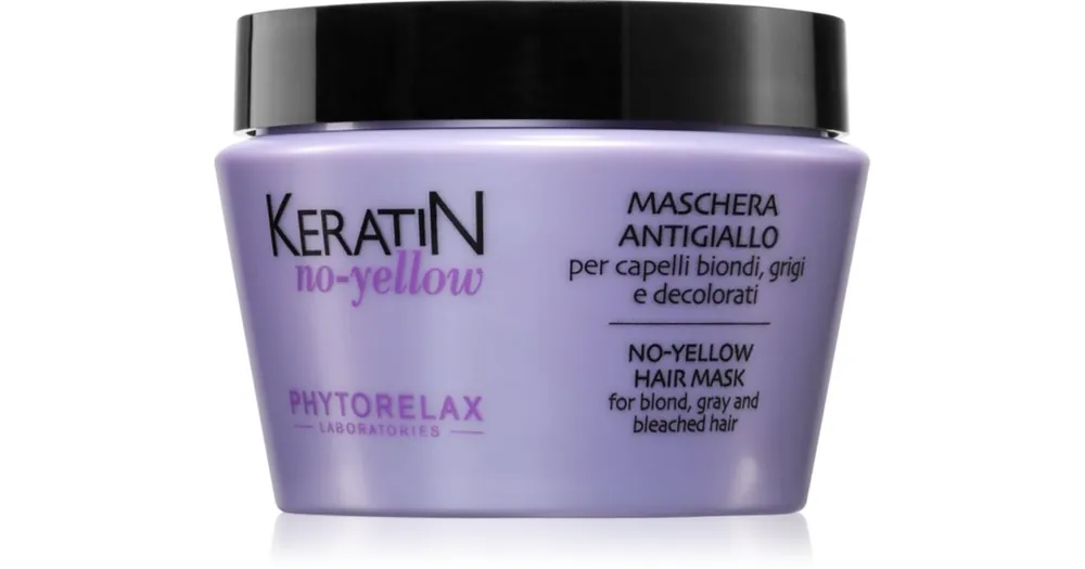 Phytorelax LaboratoriesKeratin No-Yellow hajpakolás sárga tónusok ellen szőke és ősz hajra Árengedmény