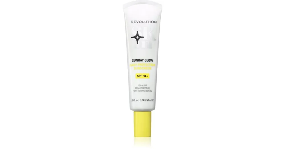 Legjobb ár Revolution SkincareSunray Glow Daily Protection napozókrém arcra az élénk bőrért