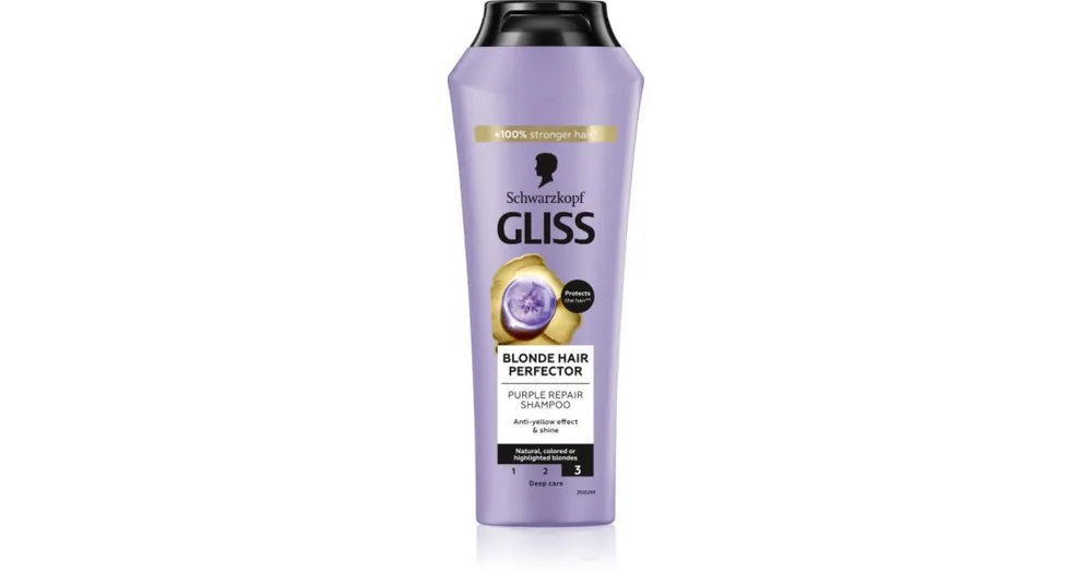 SchwarzkopfGliss Blonde Hair Perfector hajsampon semlegesíti a sárgás tónusokat Kiárusítás