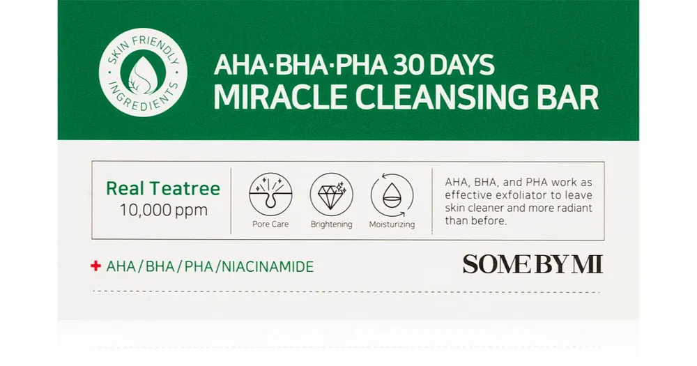 Some By MiAHA∙BHA∙PHA 30 Days Miracle Cleansing Bar hidratáló tisztító szappan zsíros és problémás bőrre Prémium
