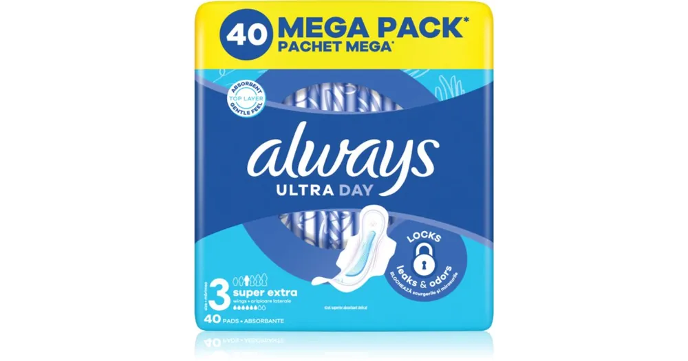 Legnépszerűbb AlwaysUltra Super Extra Size 3 egészségügyi betétek szárnyakkal