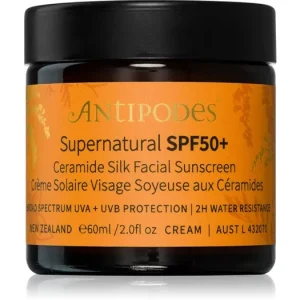 AntipodesSupernatural SPF50+ Ceramide Silk Facial Sunscreen ápoló arckrém ceramidokkal Expressz szállítás