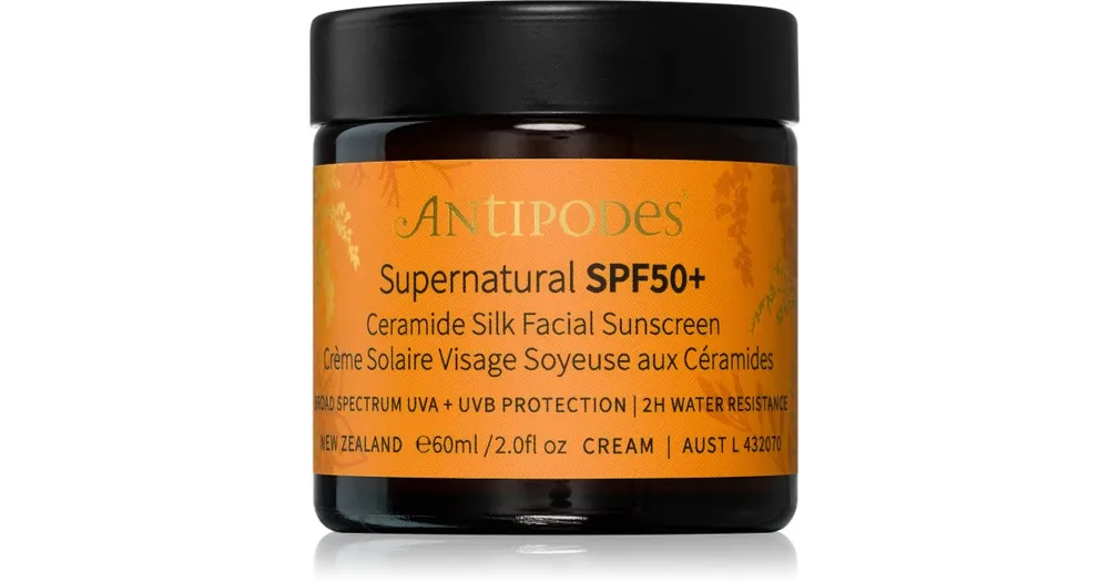 AntipodesSupernatural SPF50+ Ceramide Silk Facial Sunscreen ápoló arckrém ceramidokkal Expressz szállítás