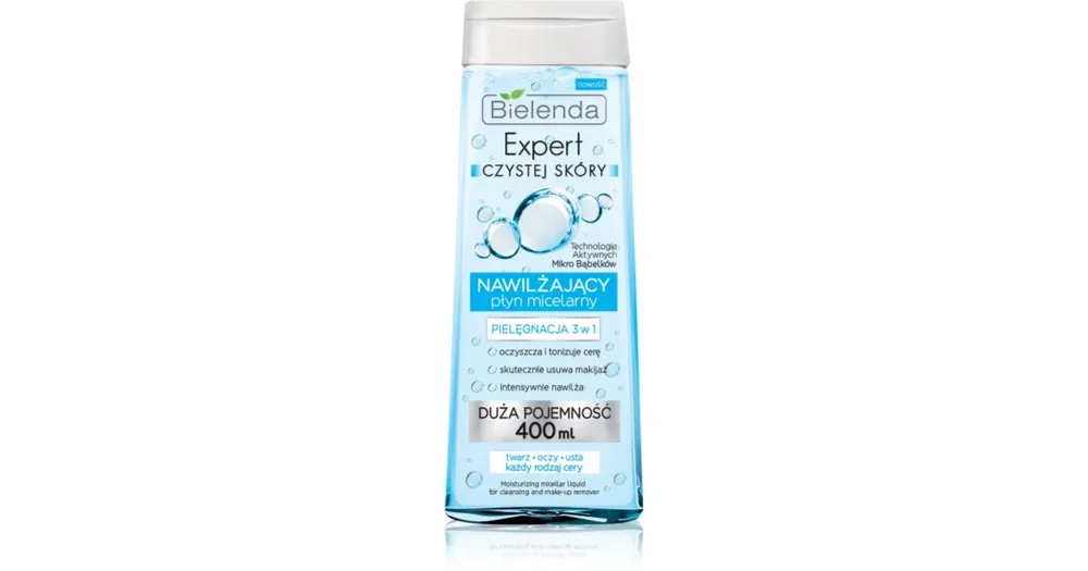 BielendaExpert Pure Skin Moisturizing micellás víz normál és száraz, érzékeny bőrre 3 az 1-ben Árcsökkenés