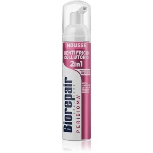 Biztonságos fizetés BiorepairPeribioma Gum Protection 2v1 szájhab 2 az 1-ben íny- és fogtisztításhoz, fogkefe és víz nélküli a fogakra