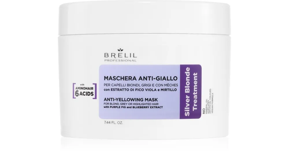 Brelil ProfessionalAnti-yellowing Mask hajpakolás sárga tónusok ellen szőke és ősz hajra Népszerű