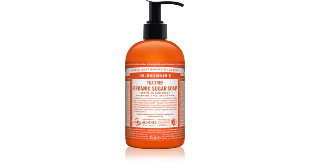 Korlátozott ajánlat Dr. Bronner’sTea Tree folyékony szappan testre és hajra