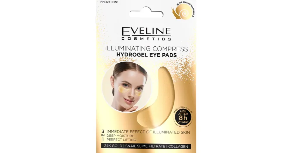 Újdonság Eveline CosmeticsGold Illuminating Compress hidrogél maszk a szem körül csigakivonattal