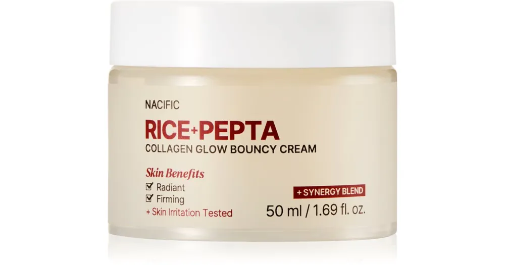 Legnépszerűbb NacificRice + Pepta Collagen Glow Bouncy Cream élénkítő arckrém hidratáló hatással