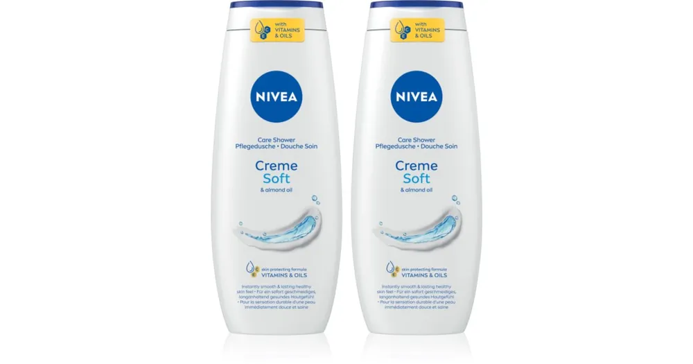 Kihagyhatatlan ajánlat NIVEACreme Soft ápoló tusoló gél takarékos kiszerelés 2 x 500 ml