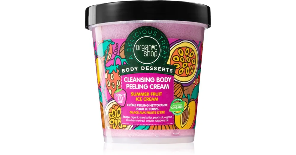 Organic ShopBody Desserts Summer Fruit Ice Cream tisztító és peelinges krém Biztonságos fizetés