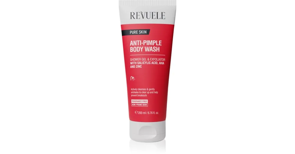 Biztonságos fizetés RevuelePure Skin Anti-Pimple hámlasztó tusfürdő gél pattanások ellen