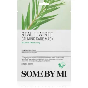Ne maradj le Some By MiClinical Solution Teatree Calming Care Mask nyugtató hatású gézmaszk problémás és pattanásos bőrre