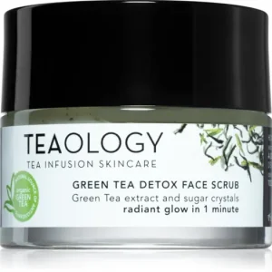 TeaologyCleansing Green Tea Detox Face Scrub cukor peeling a bőr táplálására és a gyengéd tisztítására zöld teával Utolsó esély
