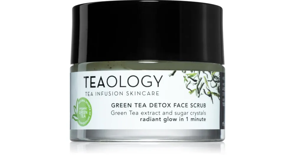 TeaologyCleansing Green Tea Detox Face Scrub cukor peeling a bőr táplálására és a gyengéd tisztítására zöld teával Utolsó esély