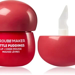 Trouble MakerLittle Pudding Lip + Cheek Mousse multifunkcionális smink ajkakra és arcra Gyors szállítás