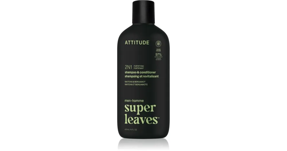 Gyors kiszállítás AttitudeSuper Leaves Matcha & Bergamot sampon és kondicionáló 2 az 1-ben