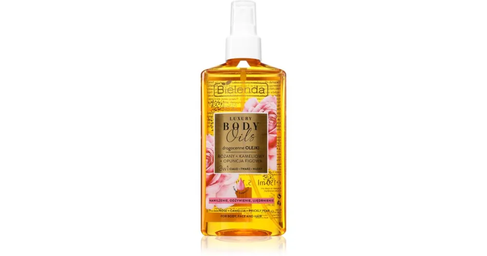 Legnépszerűbb BielendaLuxury Body Oils Rose + Camellia + Prickly Pear olaj arcra, testre és hajra