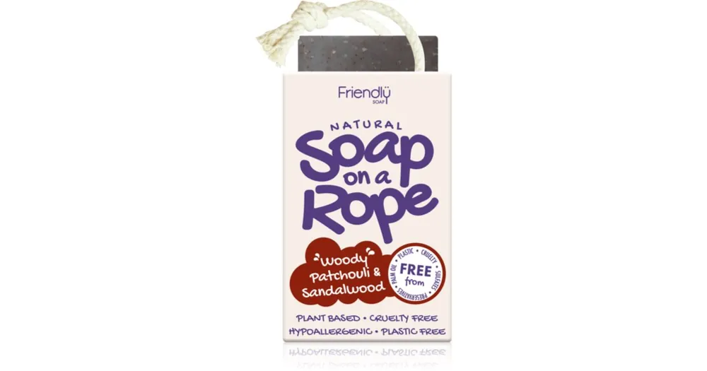 Friendly SoapSoap on a Rope Patchouli & Sandalwood természetes szappan zsinóron Szezonális akció