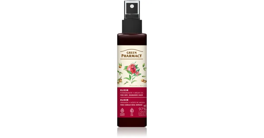 Green PharmacyArgan Oil & Pomegranate Elixir öblítést nem igénylő elixír a sérült, töredezett hajra Legkelendőbb
