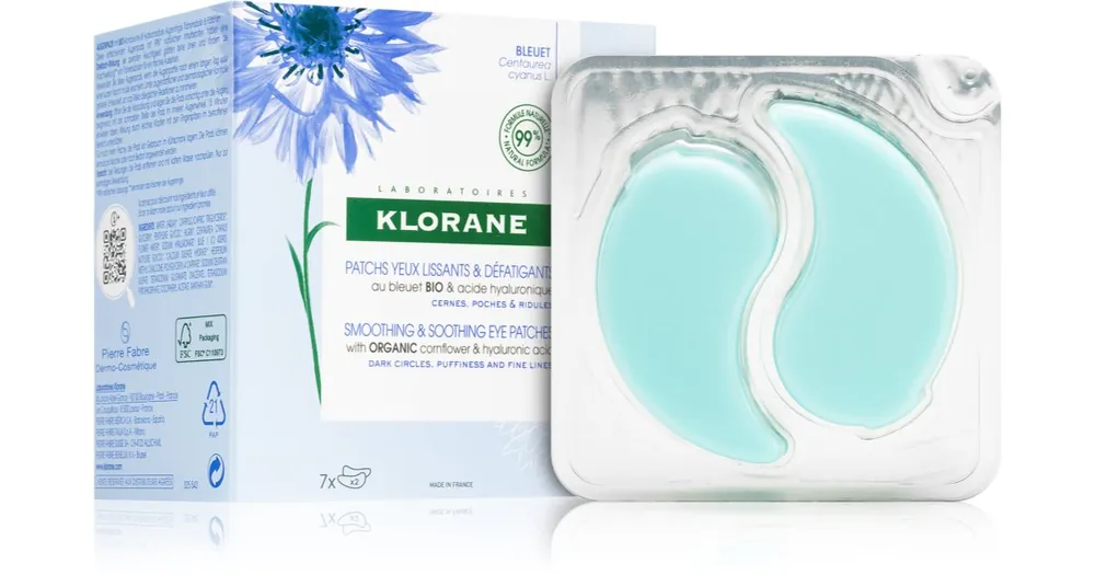 Árcsökkenés KloraneCornflower Organic élénkítő maszk a szem köré