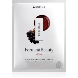 Újdonság KORIKAFermentBeauty Anti-wrinkle Face Sheet Mask with Fermented Wine and Hyaluronic Acid ráncok elleni gézmaszk fermentált szőlővel és hialuronsavval