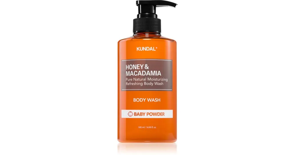 Exkluzív ajánlat KUNDALHoney & Macadamia Baby Powder gyengéd tusfürdő gél hidratáló hatással