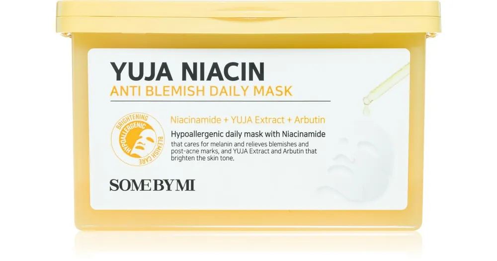 Rendeld meg most Some By MiYuja Niacin Anti Blemish Daily Mask fehérítő gézmaszk egységesíti a bőrszín tónusait