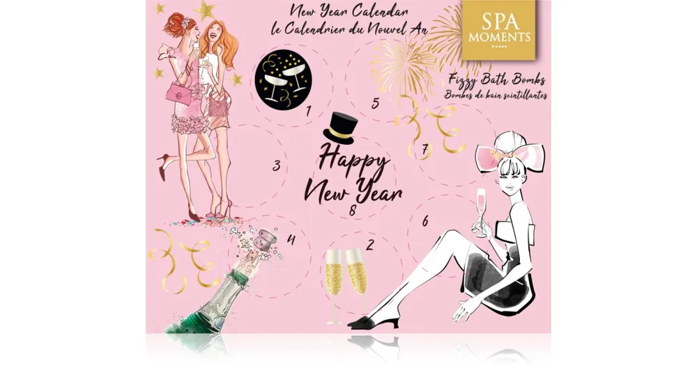 Spa MomentsHappy New Year Sparkling Bath Bombs visszaszámláló naptár az újévig Kedvezményes ár